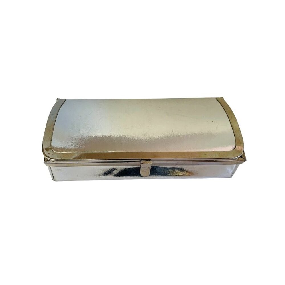 Vintage Clutch Bag Silver‎ Metallic Party Purse Handbag Size 3.5" x 7.5"